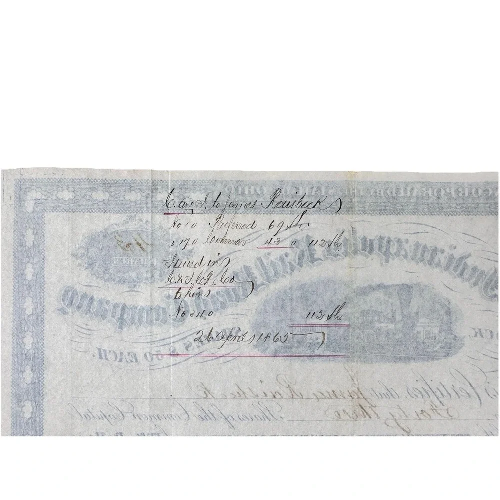 1864 Civil War Railroad Stock Certificate – Cancelled Day John Wilkes Booth Died